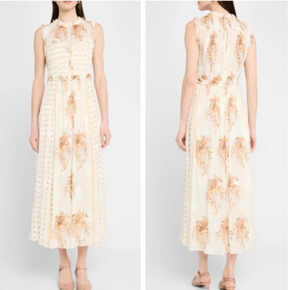 Ulla Johnson Dresses & Skirts - Ulla Johnson Ivory and Peach Floral Midi Dress
